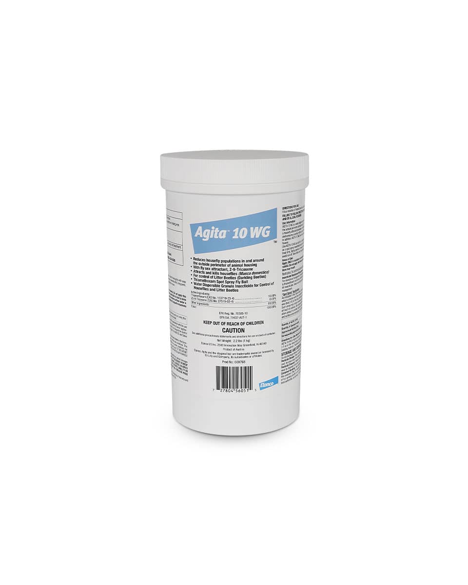 Agita 10 WG Insecticide for pest control around animal shelters or barns