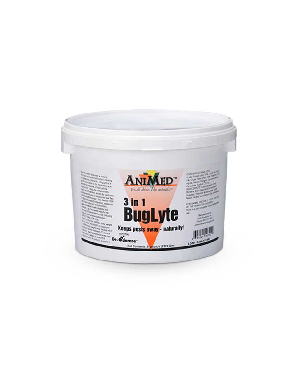 Animed 3-in-1 Buglyte feed-through fly supplement for horses 5 lbs