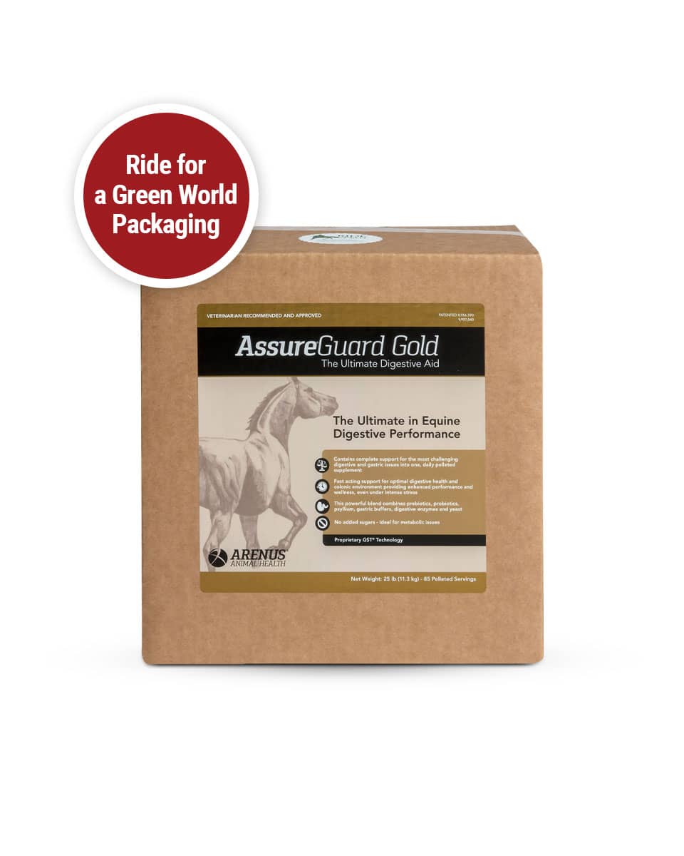 Assure Guard Gold equine digestive supplement by Arenus - Ride for a Green World packaging