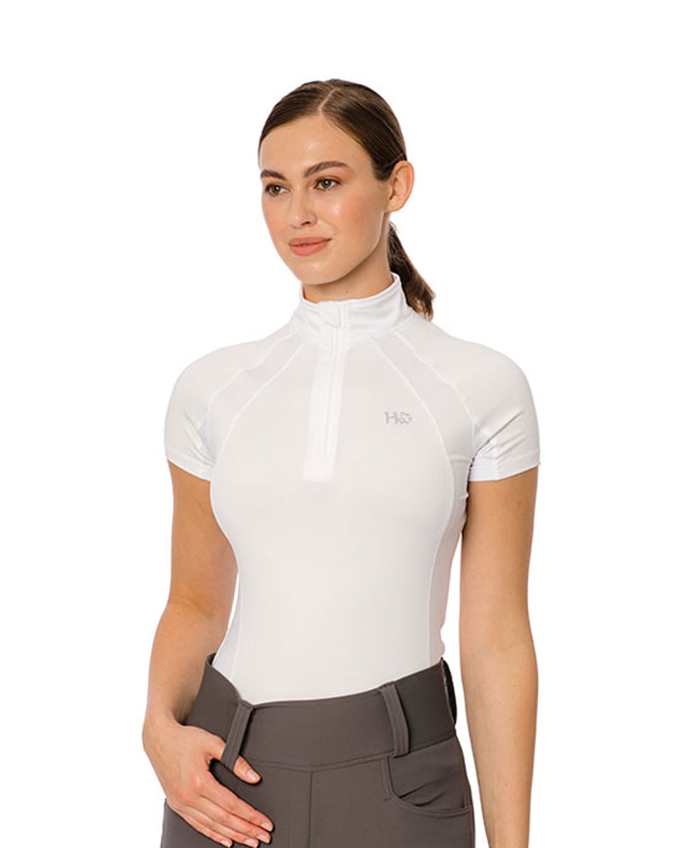 White Aveen Half-Zip Tech Short Sleeve Top by Horseware