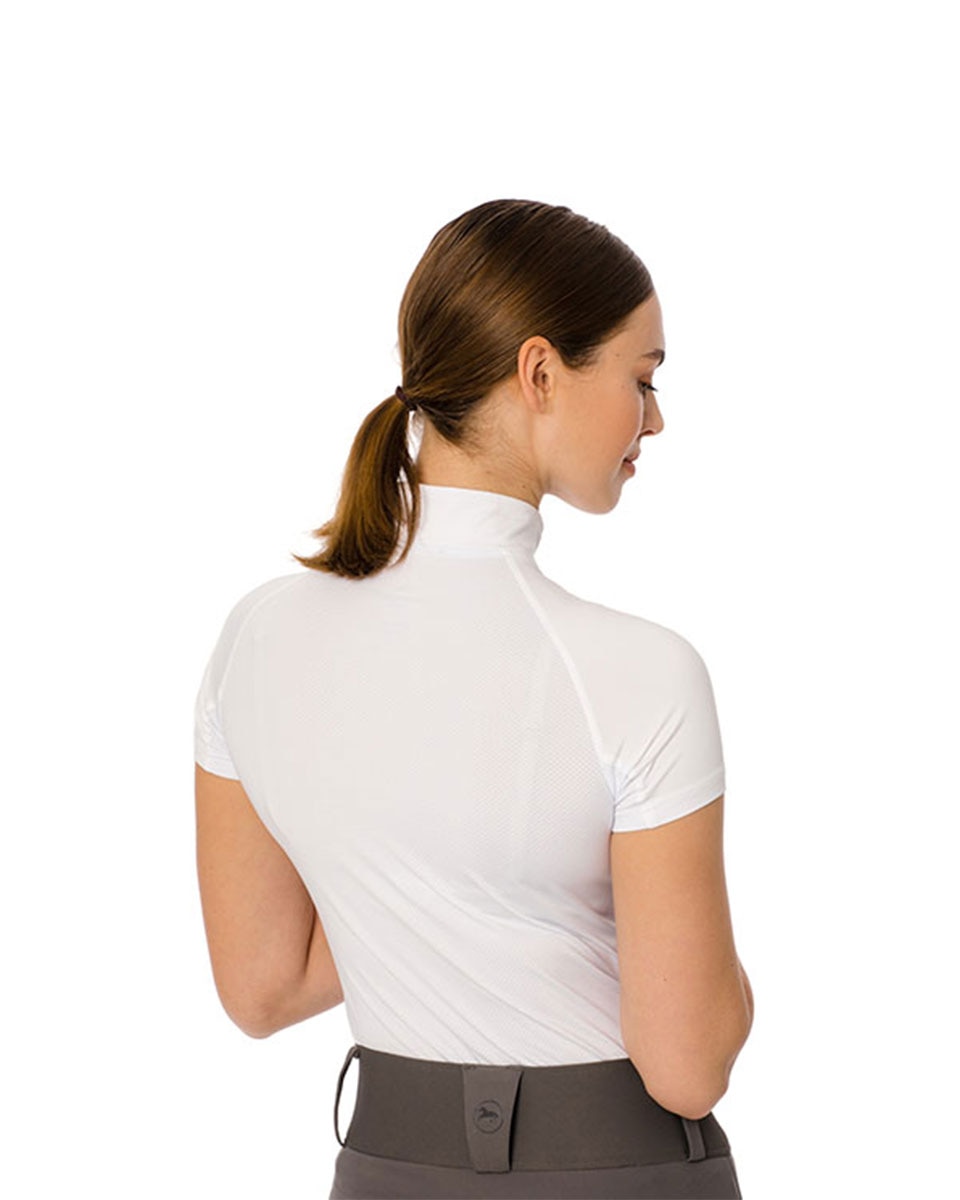 White Aveen Half-Zip Tech Short Sleeve Top by Horseware