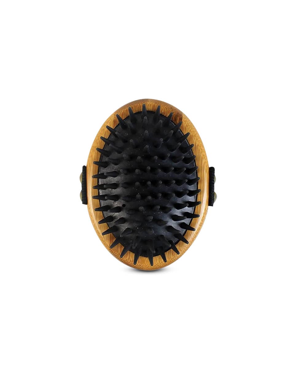 Bamboo Groom Curry Brush with Rubber Bristles