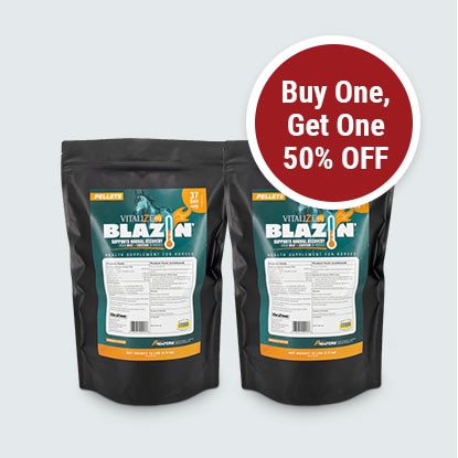 Blazin' Pellets BOGO for horses at FarmVet.com.