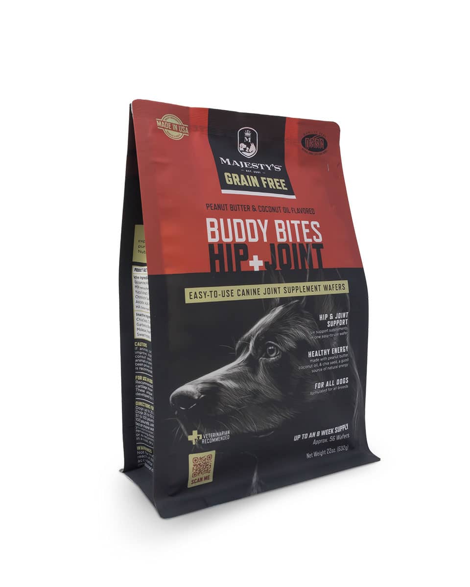 Buddy Bites Hip + Joint Grain-Free Wafers Supplement for Dogs by Majesty's