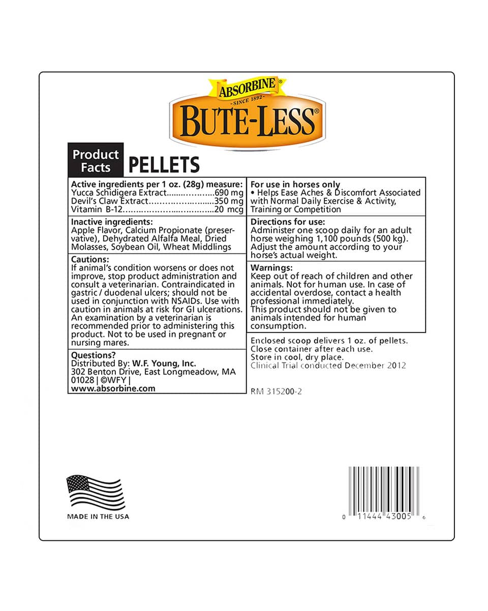 Bute-Less Comfort & Recovery Support Pellets supplement for horses