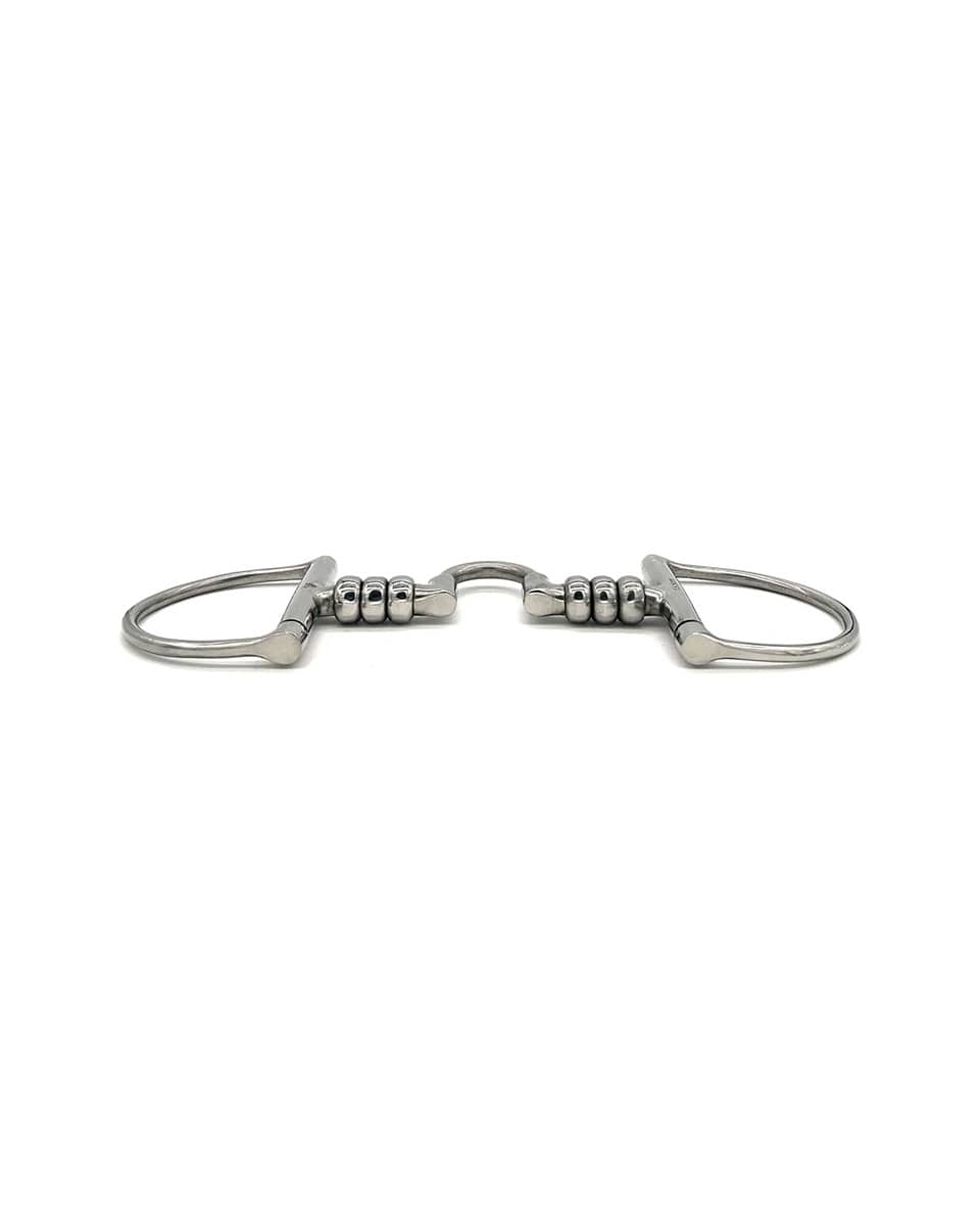 Jake Adams Equestrian Stainless Steel Cherry Roller D-Ring with Low Correction Port Bit