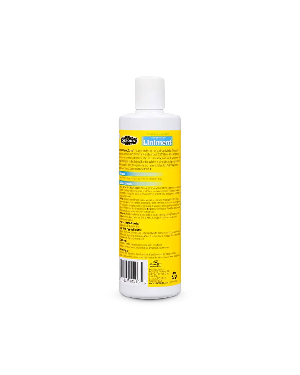 Corona Veterinary Liniment bottle back