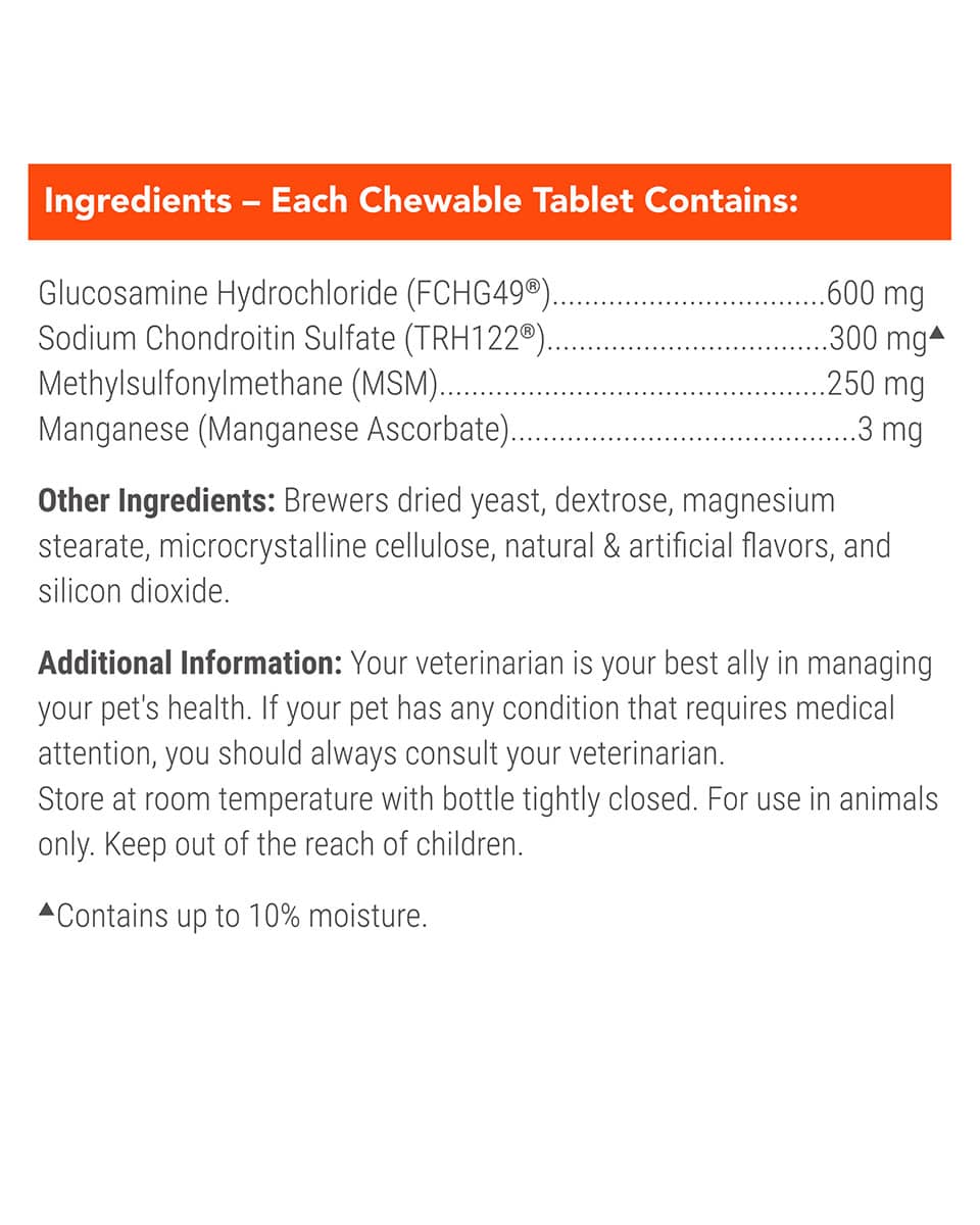 Cosequin Joint Health Supplement for Dogs Chewable Tablets Ingredients