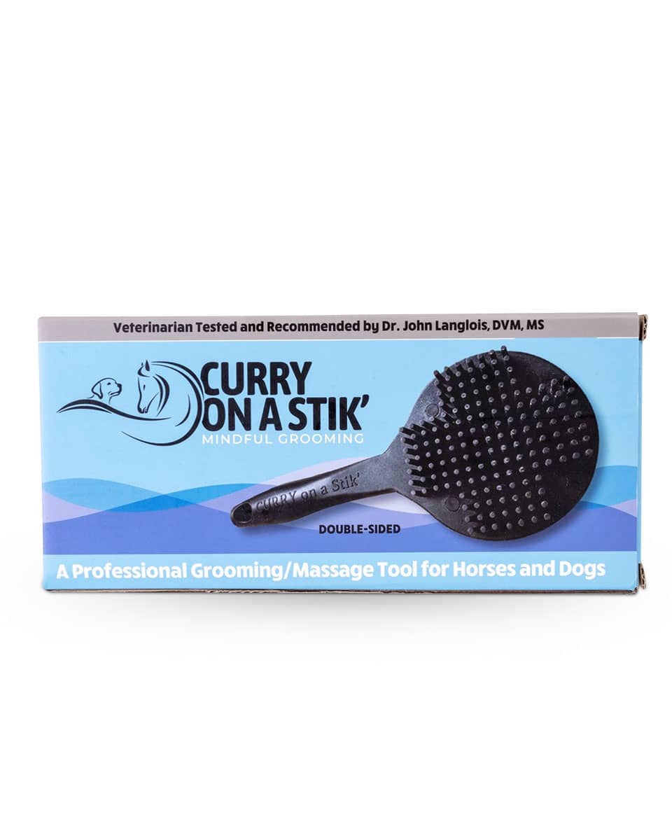 Curry on a Stik’ grooming and massage tool for animals