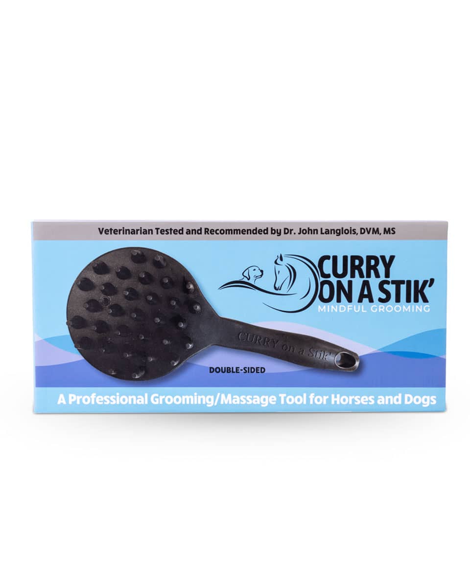 Curry on a Stik’ grooming and massage tool for animals