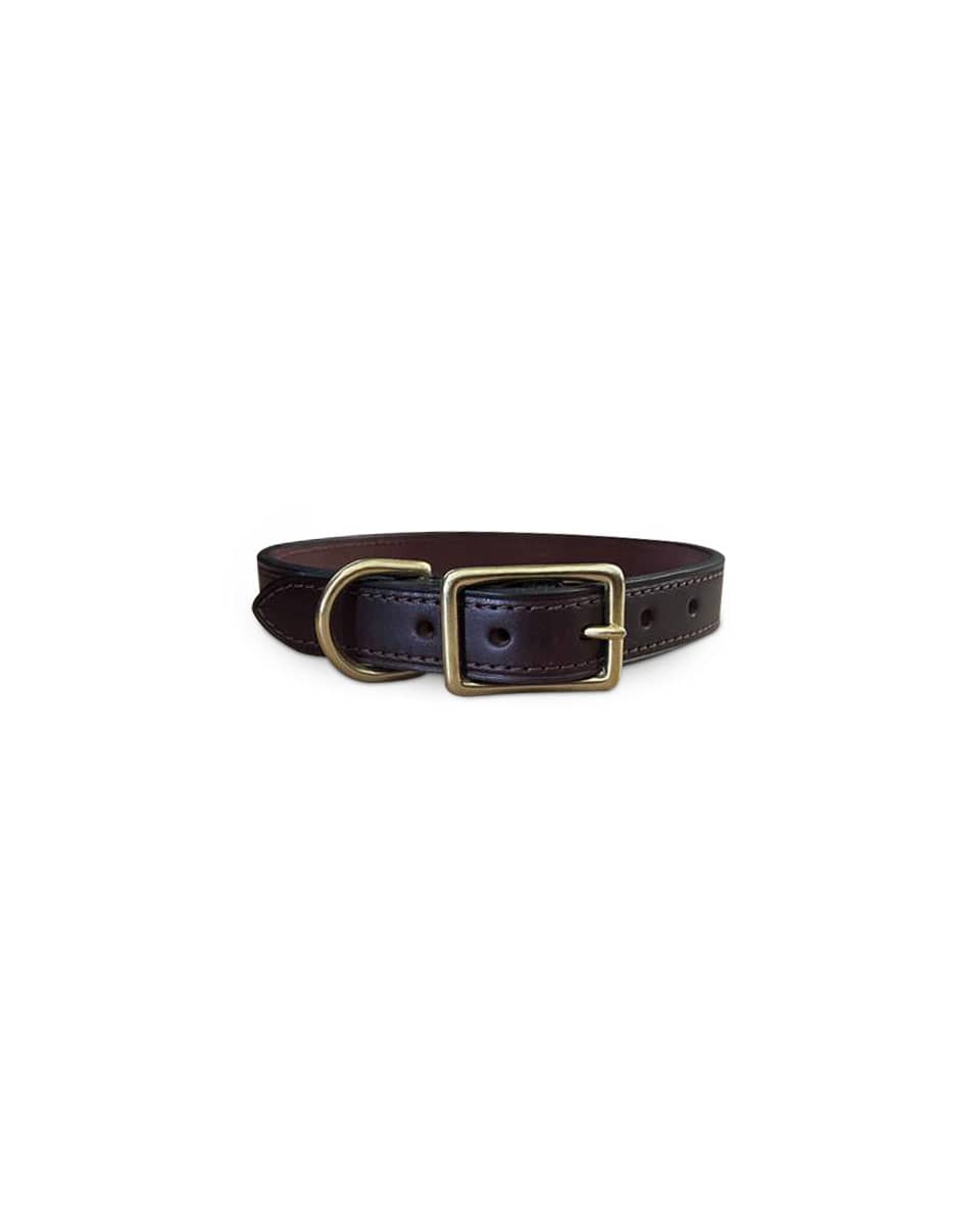 Horse Cents Dark Brown Leather Stitched Dog Collar