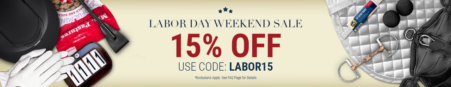 Labor Day Sale on equestrian and equine products at FarmVet.