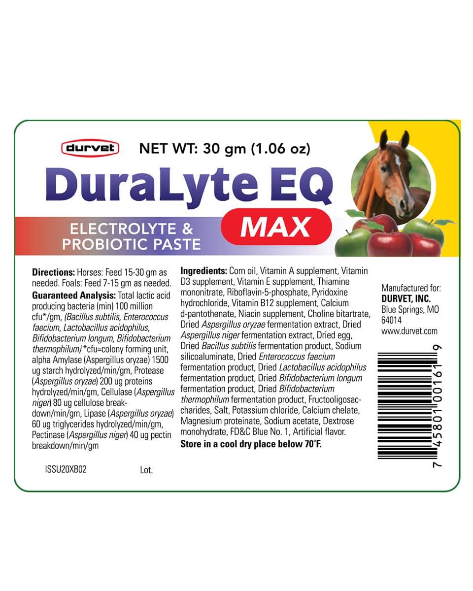 Durvet DuraLyte EQ Max Electrolyte and Probiotic Paste