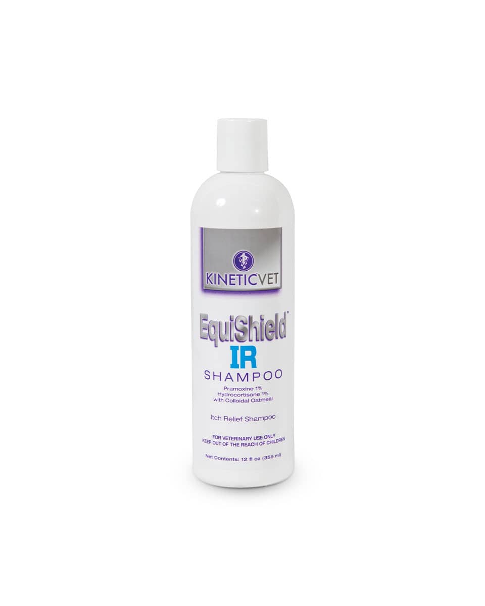 EquiShield IR Shampoo from Kinetic Vet medicated itch relief for horses, dogs and cats.