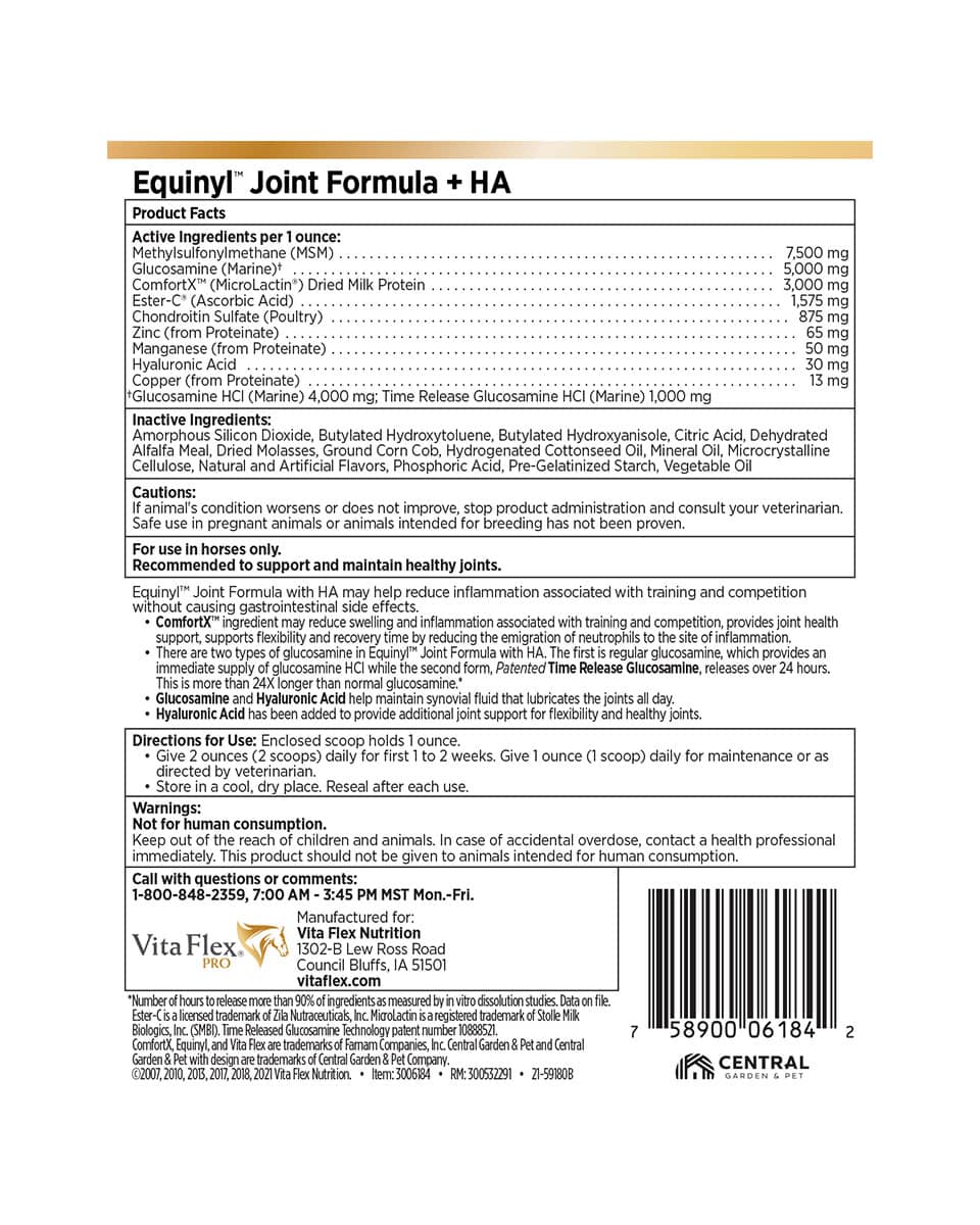 Vita-Flex Equinyl Combo with HA supplement for horses