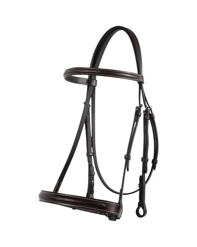 Jake Adams Equestrian Raised Fancy Stitched Hunter Bridle with Leather Laced Reins