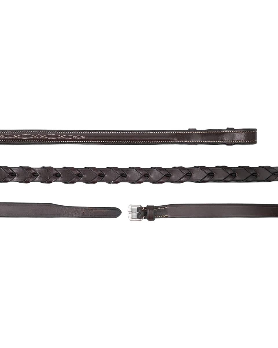 Jake Adams Equestrian Raised Fancy Stitched Leather Laced Reins Matrix