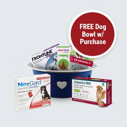 Flea and Tick for dogs, free gift with purchase at FarmVet.com.