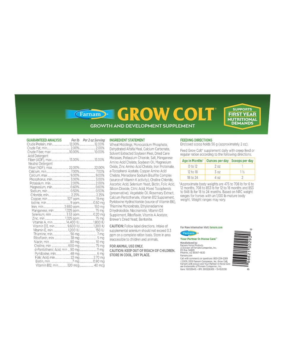 Farnam Grow Colt development supplement for foals