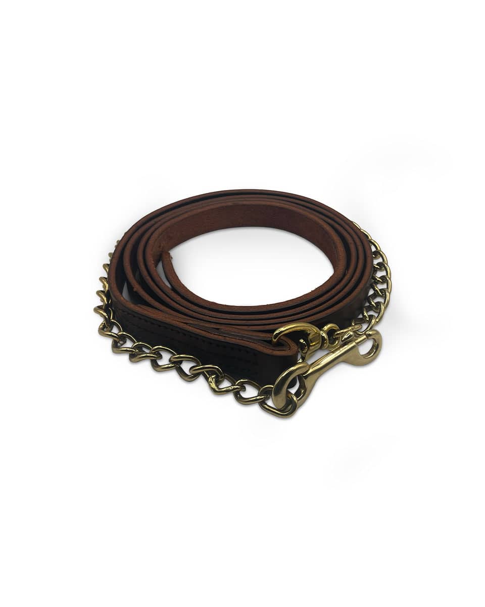 Horse Cents 7 foot Leather Lead Shank with Chain