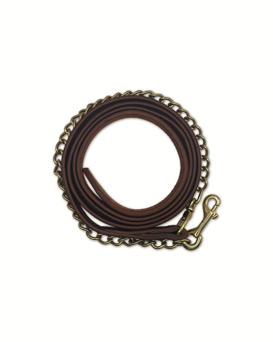 7 foot Leather Lead Shank with Chain from Horse Cents