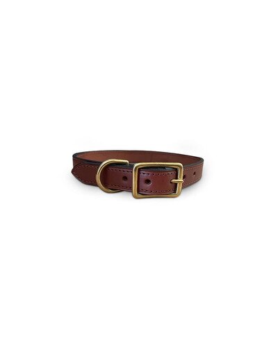 Horse Cents Leather Stitched Light Brown Dog Collar