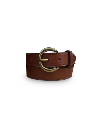 Horse Cents Brown Leather Stitched Belt