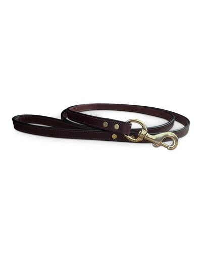 Horse Cents Leather Stitched 6ft Dog Leash Dark Brown