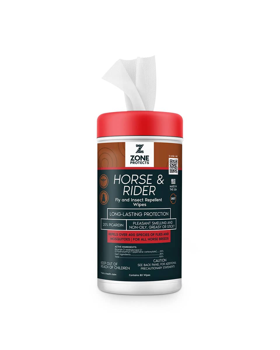 Zone Protects Horse & Rider Fly & Insect Repellent Wipes