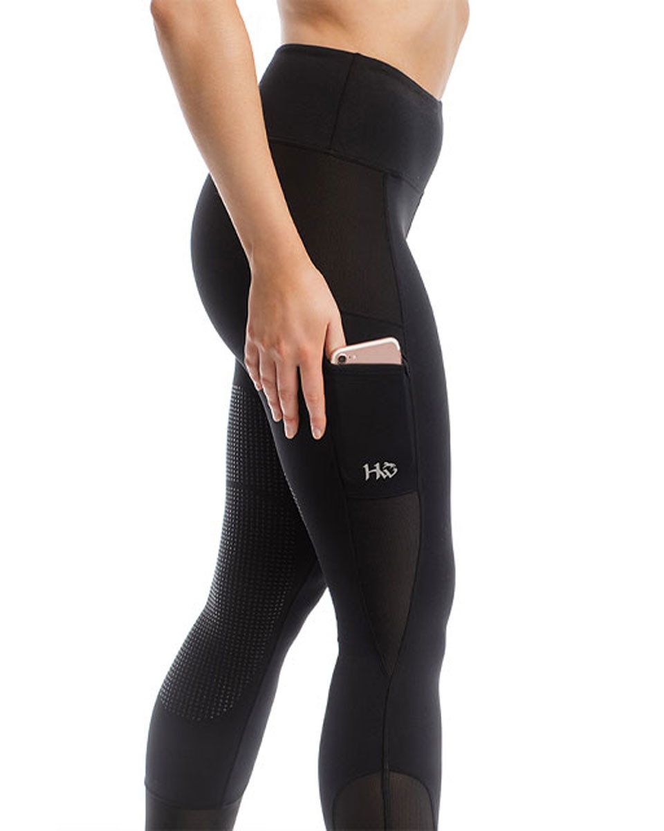 Black Silicon Grip Riding Tights by Horseware