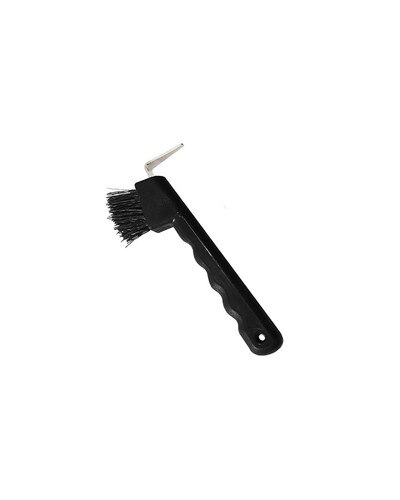 Jack's Manufacturing Hoof Pick with Brush & Grooved Handle - Black