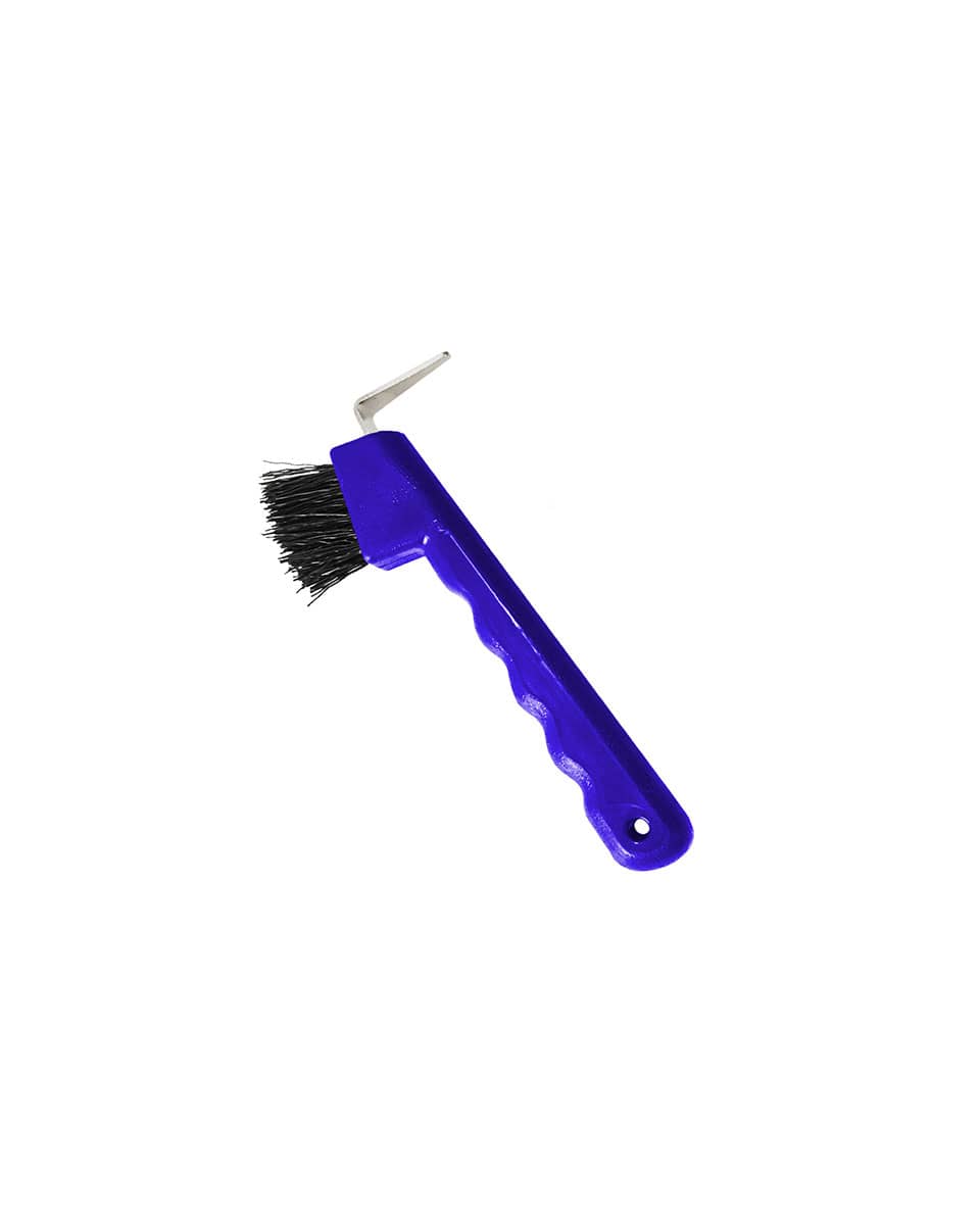 Jack's Manufacturing Hoof Pick with Brush & Grooved Handle - Royal Blue