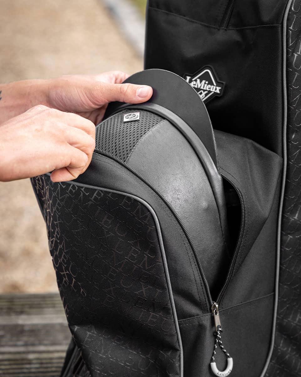 LeMieux Elite Pro Hat & Boot Bag Black - hat compartment