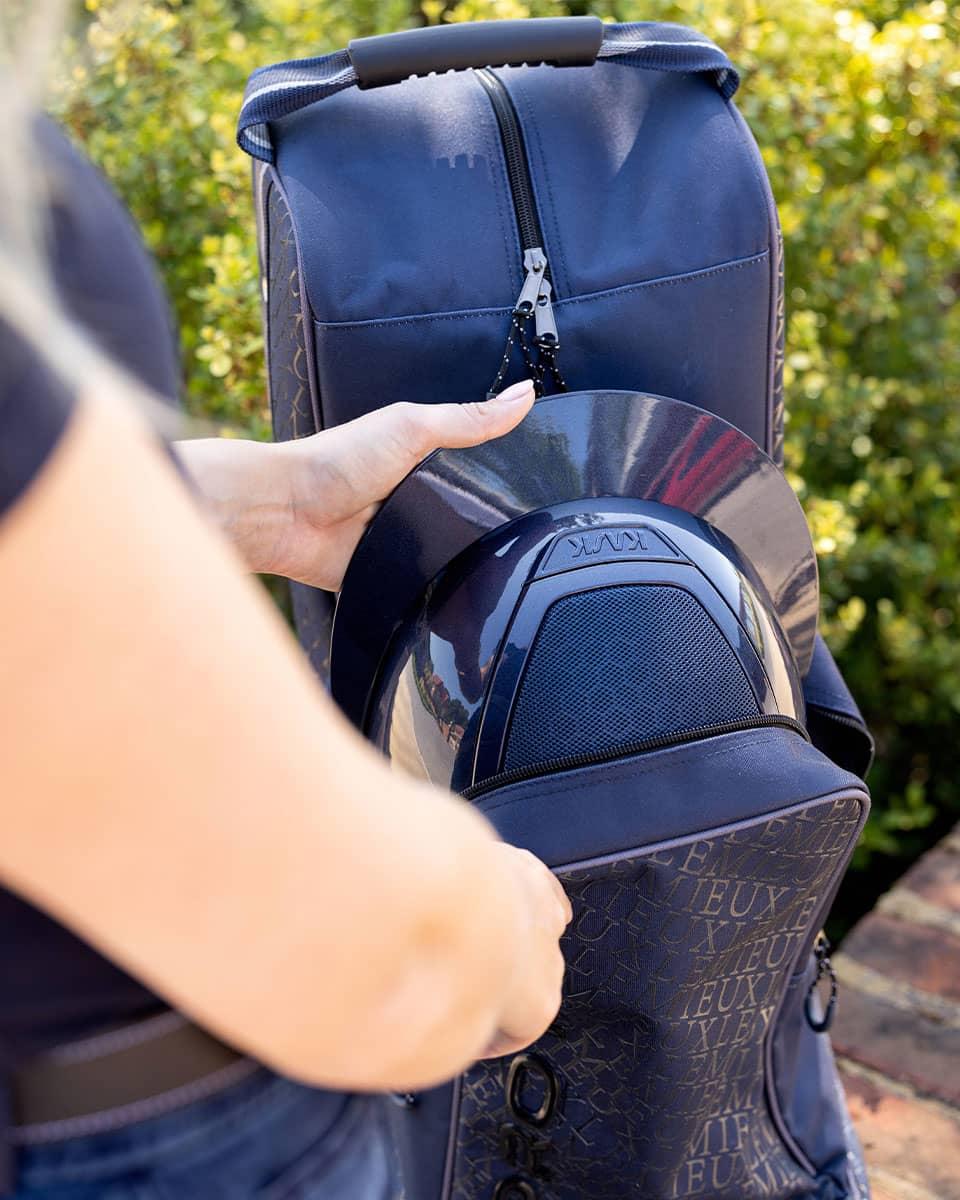 LeMieux Elite Pro Hat & Boot Bag Navy - hat compartment