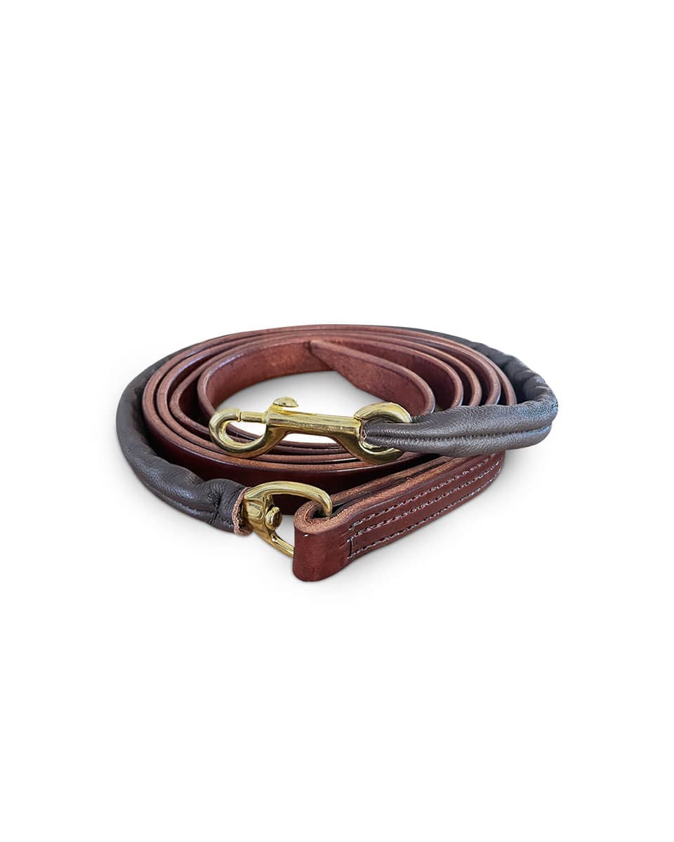 Horse Cents 7 ft Leather Lead Shank with 30 inch Leather Covered Chain