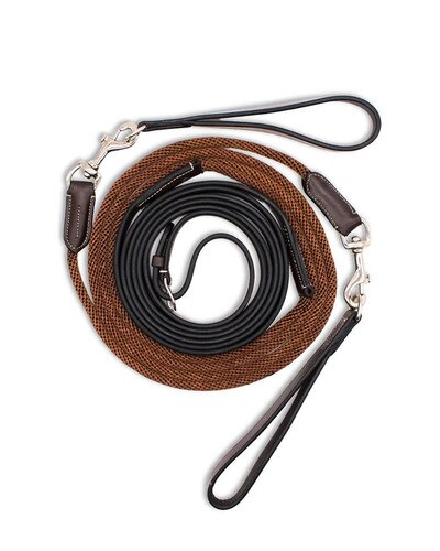 Jake Adams Equestrian Working Collection Leather/Cord Draw Reins