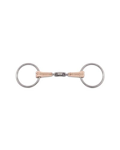 Jake Adams Equestrian Double Jointed Leather Covered Loose Ring Bit