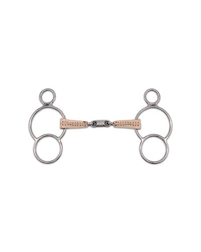 Jake Adams Equestrian Double Jointed Leather Covered Two Ring Bit