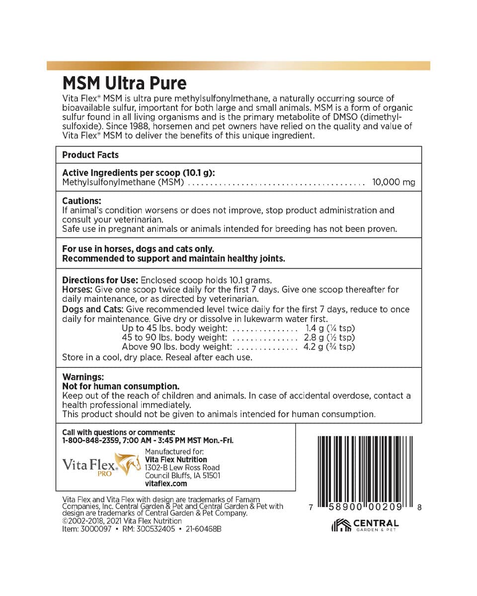 Vita-Flex MSM Back Label