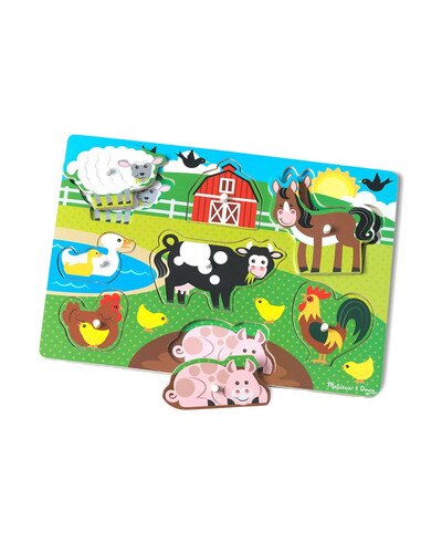 Melissa & Doug Wooden Peg Farm Puzzle- 8 pieces