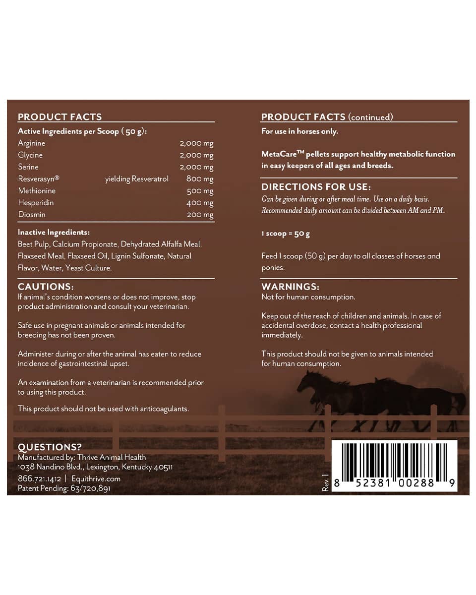 Equithrive MetaCare Label