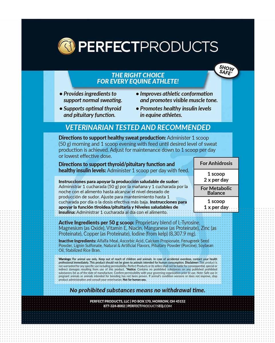 Perfect Products MetaSweat +E Pellets Label