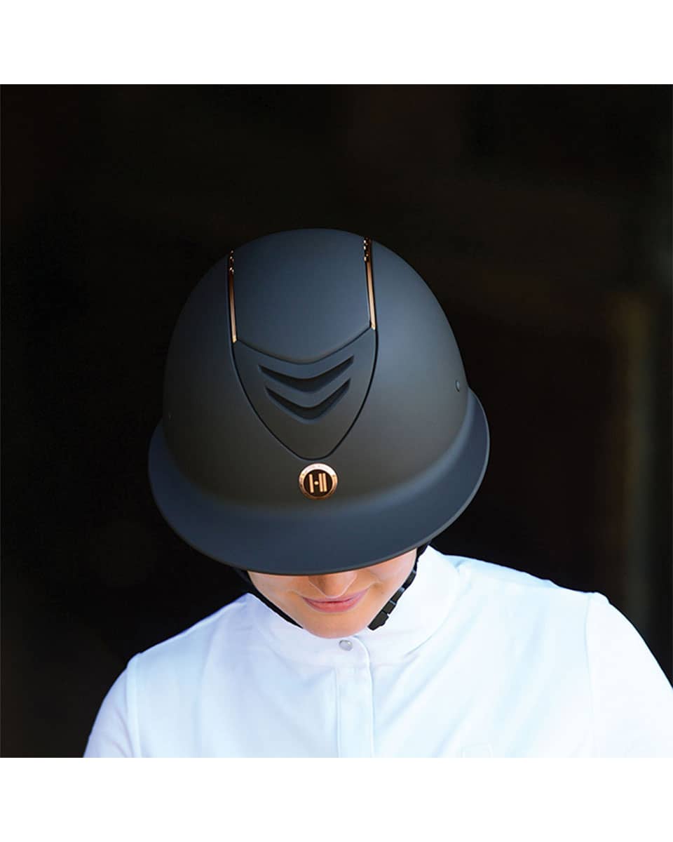 One K Avance Wide Brim Rose Gold Stripe Helmet