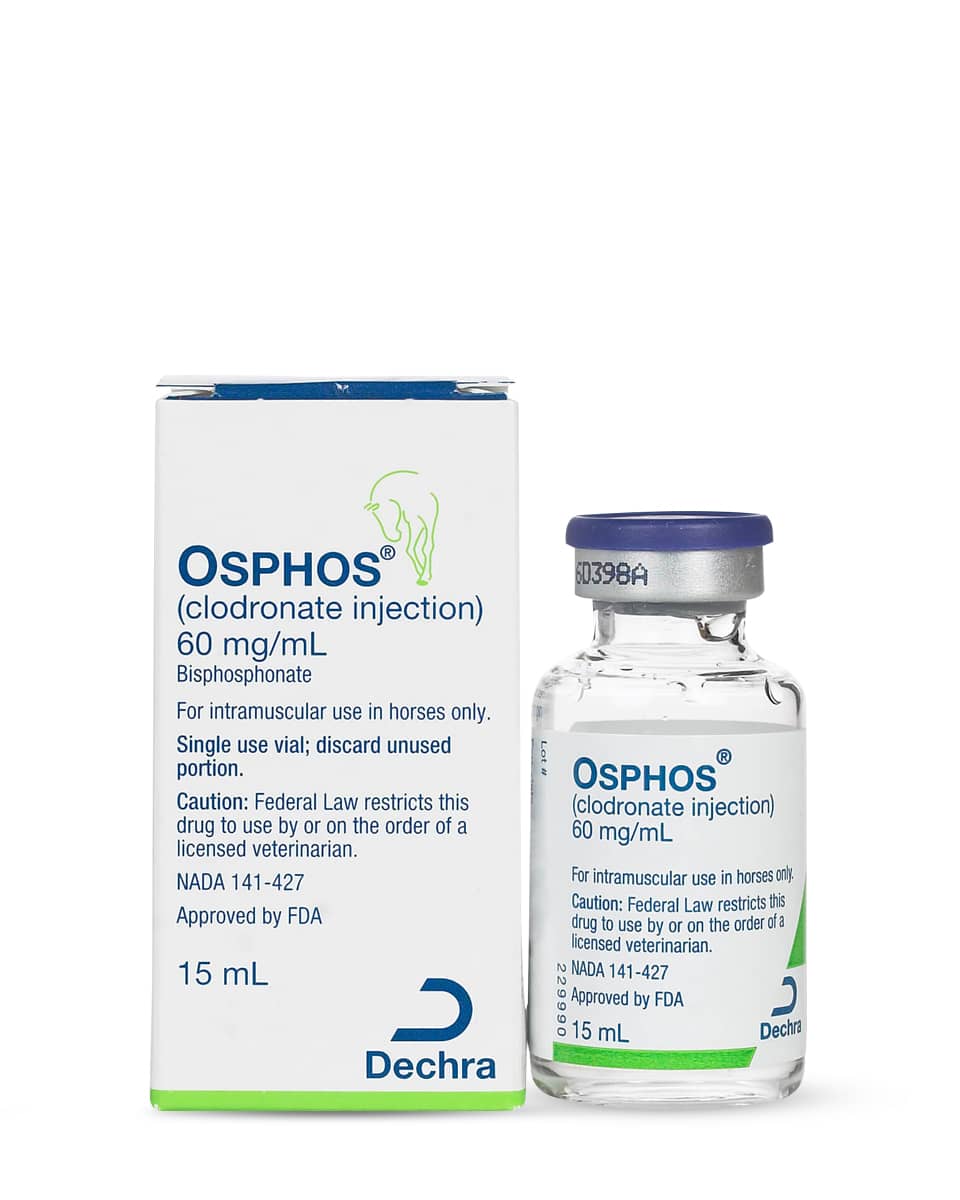 Osphos (60mg/ml - 15ml) sterile injectable for navicular syndrome in horses