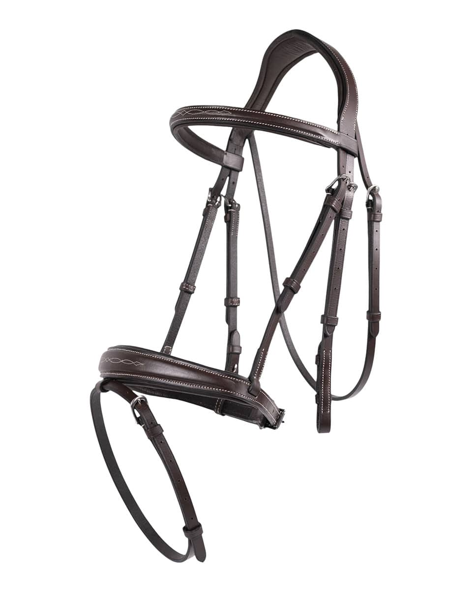 Jake Adams Equestrian Padded Jumper Bridle with Removable Flash & Rubber Reins