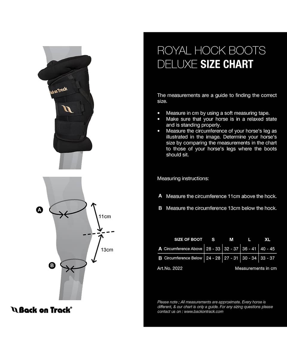 Back On Track Royal Padded Hock Boots Deluxe Size Chart