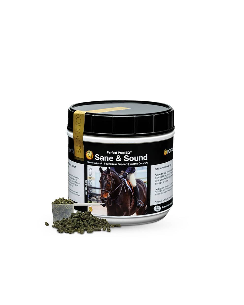 Perfect Prep EQ Sane and Sound supplement for horse calming and soundness support