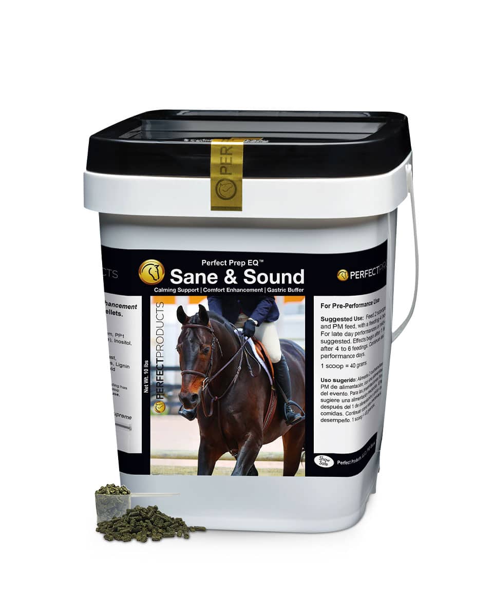 Perfect Prep EQ Sane and Sound supplement for horse calming and soundness support