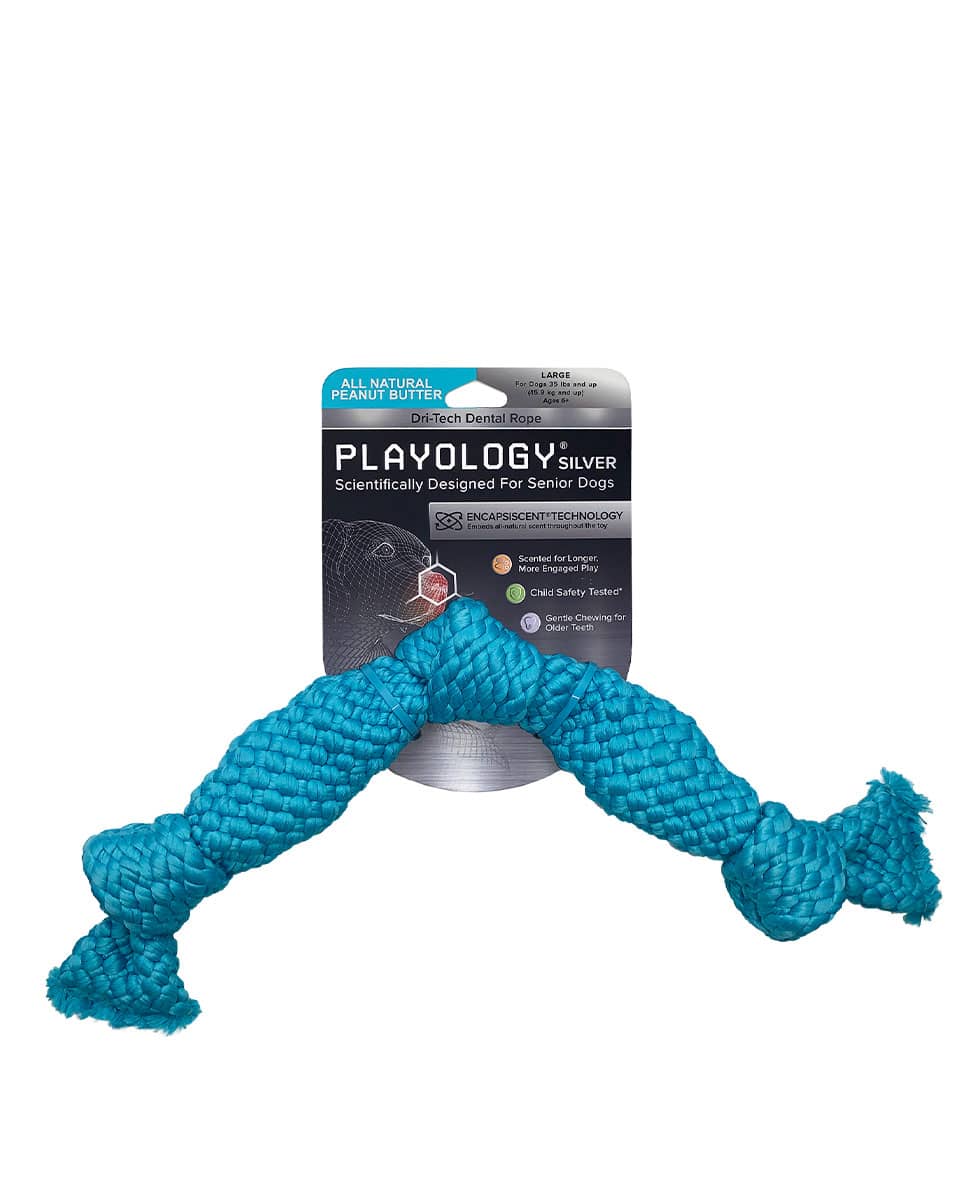 Playology Silver Dri-Tech Dental Rope dog toy