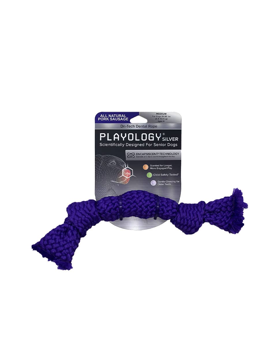 Playology Silver Dri-Tech Dental Rope dog toy